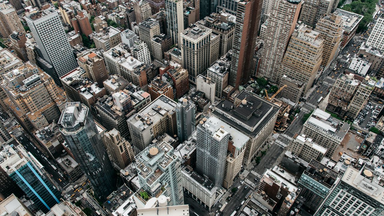 Обои город, вид сверху, здания, мегаполис, нью-йорк
