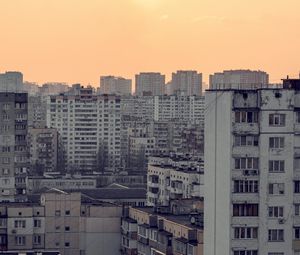 Превью обои город, вид сверху, здания, небоскребы, закат