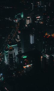 Превью обои город, здание, небоскребы, ночь, огни