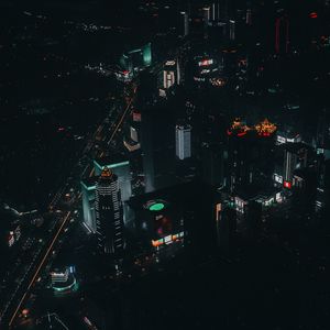 Превью обои город, здание, небоскребы, ночь, огни