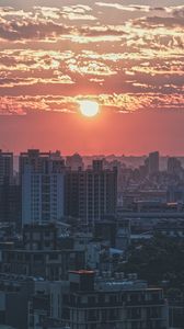 Превью обои город, здания, архитектура, закат, сумерки