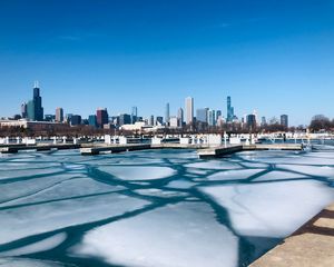 Превью обои город, здания, архитектура, небоскребы, лед, замерзший
