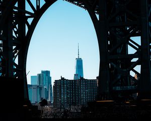 Превью обои город, здания, архитектура, башня, арка