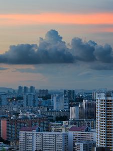 Превью обои город, здания, архитектура, небоскреб, облака, закат