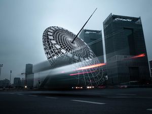 Превью обои город, здания, архитектура, конструкция, дорога, длинная выдержка