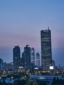 Превью обои город, здания, архитектура, сумерки, огни