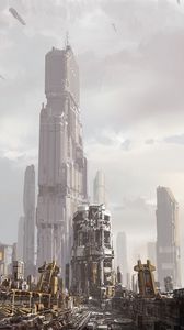 Превью обои город, здания, будущее, sci-fi, арт