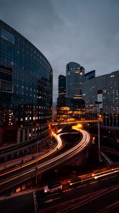 Превью обои город, здания, дорога, вид сверху, городской пейзаж
