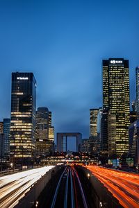 Превью обои город, здания, дорога, огни, длинная выдержка