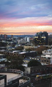 Превью обои город, здания, крыши, закат