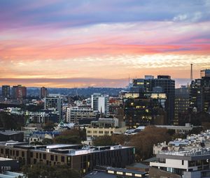 Превью обои город, здания, крыши, закат