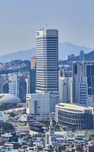 Превью обои город, здания, мегаполис, городской пейзаж, вид сверху