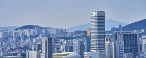 Превью обои город, здания, мегаполис, городской пейзаж, вид сверху