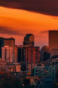 Превью обои город, здания, мост, дорога, закат