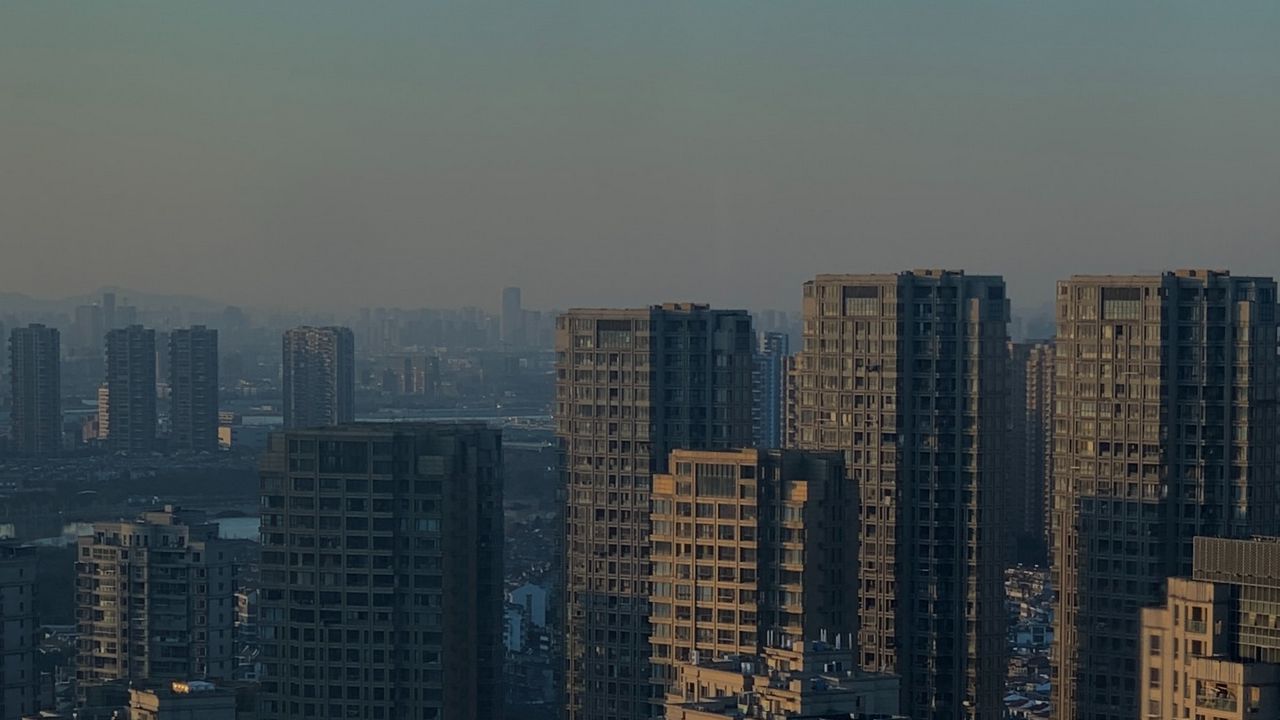 Обои город, здания, небоскребы, вид сверху