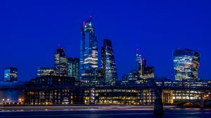 Превью обои город, здания, огни, ночь