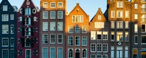Превью обои город, здания, река, вода, отражение, амстердам