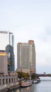 Превью обои город, здания, река, мост, архитектура