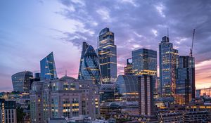 Превью обои город, здания, современный, архитектура, вечер