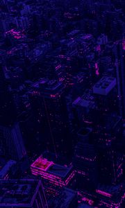 Превью обои город, здания, вид сверху, фиолетовый, темный