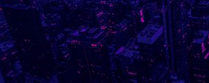 Превью обои город, здания, вид сверху, фиолетовый, темный