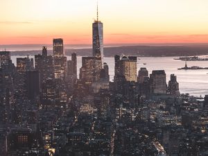 Превью обои город, здания, вид сверху, мегаполис, нью-йорк, сша