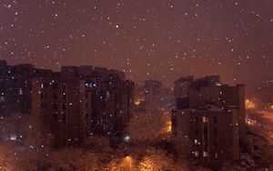 Превью обои город, здания, вид сверху, снег, зима