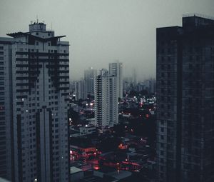 Превью обои город, здания, вид сверху, туман, сумерки