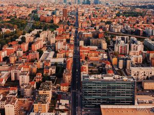 Превью обои город, здания, вид сверху, городской пейзаж, обзор