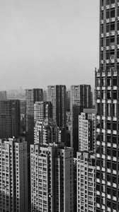 Превью обои город, здания, вид сверху, чб
