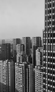 Превью обои город, здания, вид сверху, чб