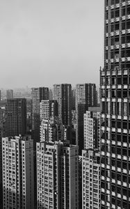 Превью обои город, здания, вид сверху, чб