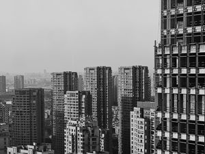 Превью обои город, здания, вид сверху, чб