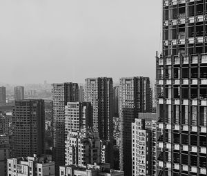 Превью обои город, здания, вид сверху, чб