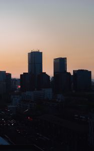 Превью обои город, здания, вид сверху, сумерки