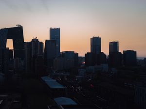 Превью обои город, здания, вид сверху, сумерки