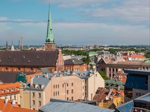 Превью обои город, здания, вид сверху, крыши, архитектура