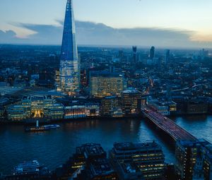 Превью обои городской пейзаж, река, мост, архитектура, город, городские огни