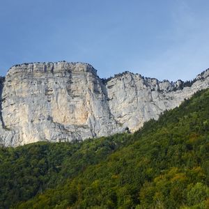 Превью обои горы, деревья, лес, вид сверху, пейзаж