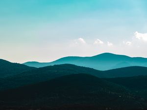 Превью обои горы, деревья, небо