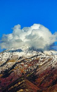 Превью обои горы, деревья, облака, небо, природа