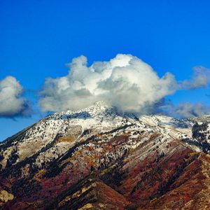 Превью обои горы, деревья, облака, небо, природа