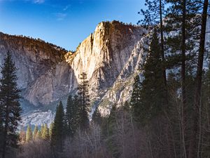 Превью обои горы, деревья, отражение, озеро, пейзаж, природа, тишина