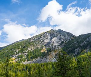 Превью обои горы, деревья, природа, пейзаж, облака