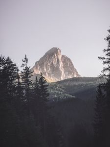 Превью обои горы, деревья, вершина, лес, пейзаж