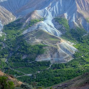 Превью обои горы, долина, лес, рельеф, вид сверху