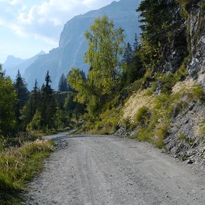 Превью обои горы, дорога, деревья, пейзаж