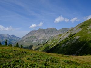 Превью обои горы, холмы, долина, природа, пейзаж