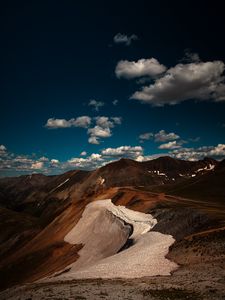 Превью обои горы, холмы, облака, пейзаж, природа