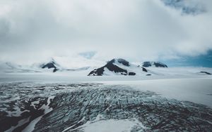 Превью обои горы, холмы, снег, зима, пейзаж